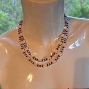Beautiful red white and blue stone necklace